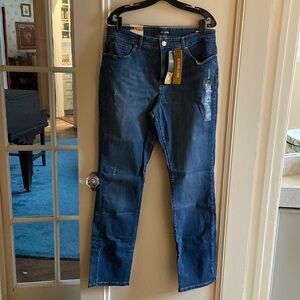 Lee Jeans slim straight indie sky 14 tall rebound denim distressed